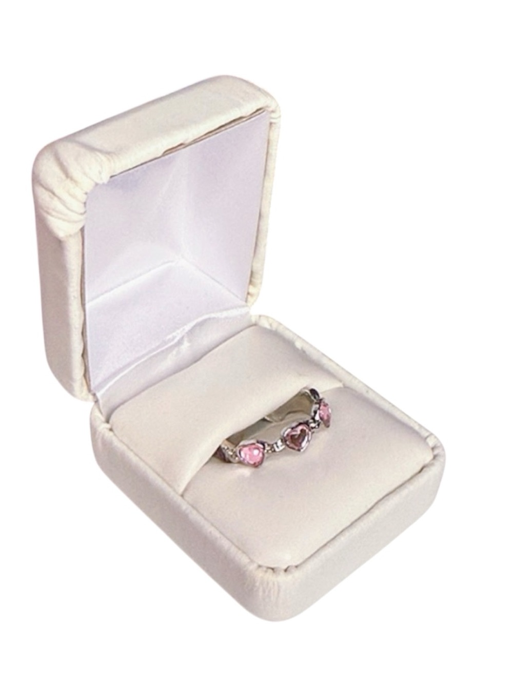 Coquette Silver and Pink Heart Ring size 8